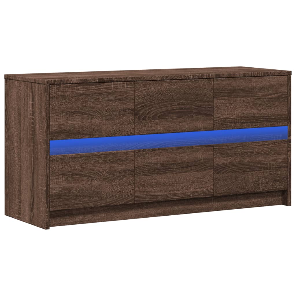 Tv-meubel met LED 100x34x50 cm bewerkt hout bruin eikenkleurig