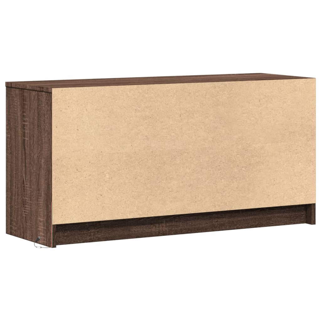 Tv-meubel met LED 100x34x50 cm bewerkt hout bruin eikenkleurig