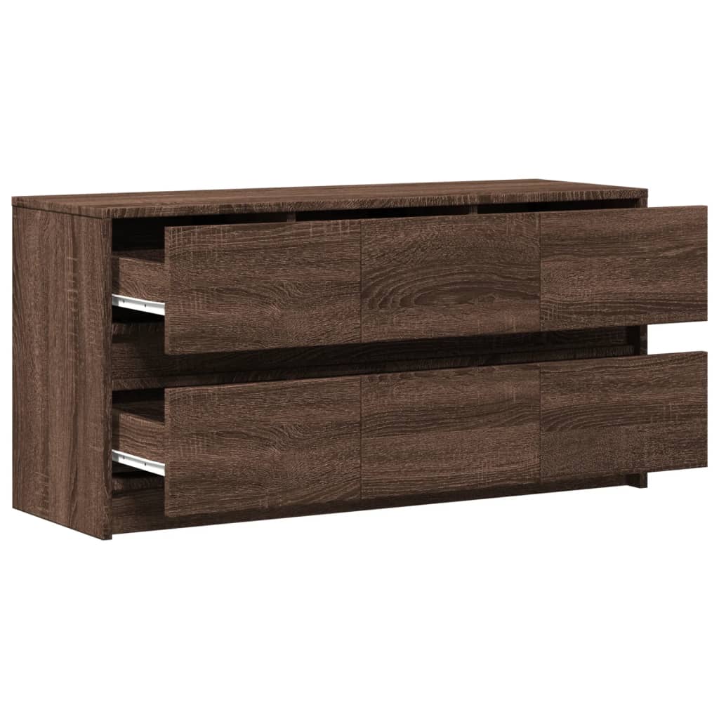 Tv-meubel met LED 100x34x50 cm bewerkt hout bruin eikenkleurig