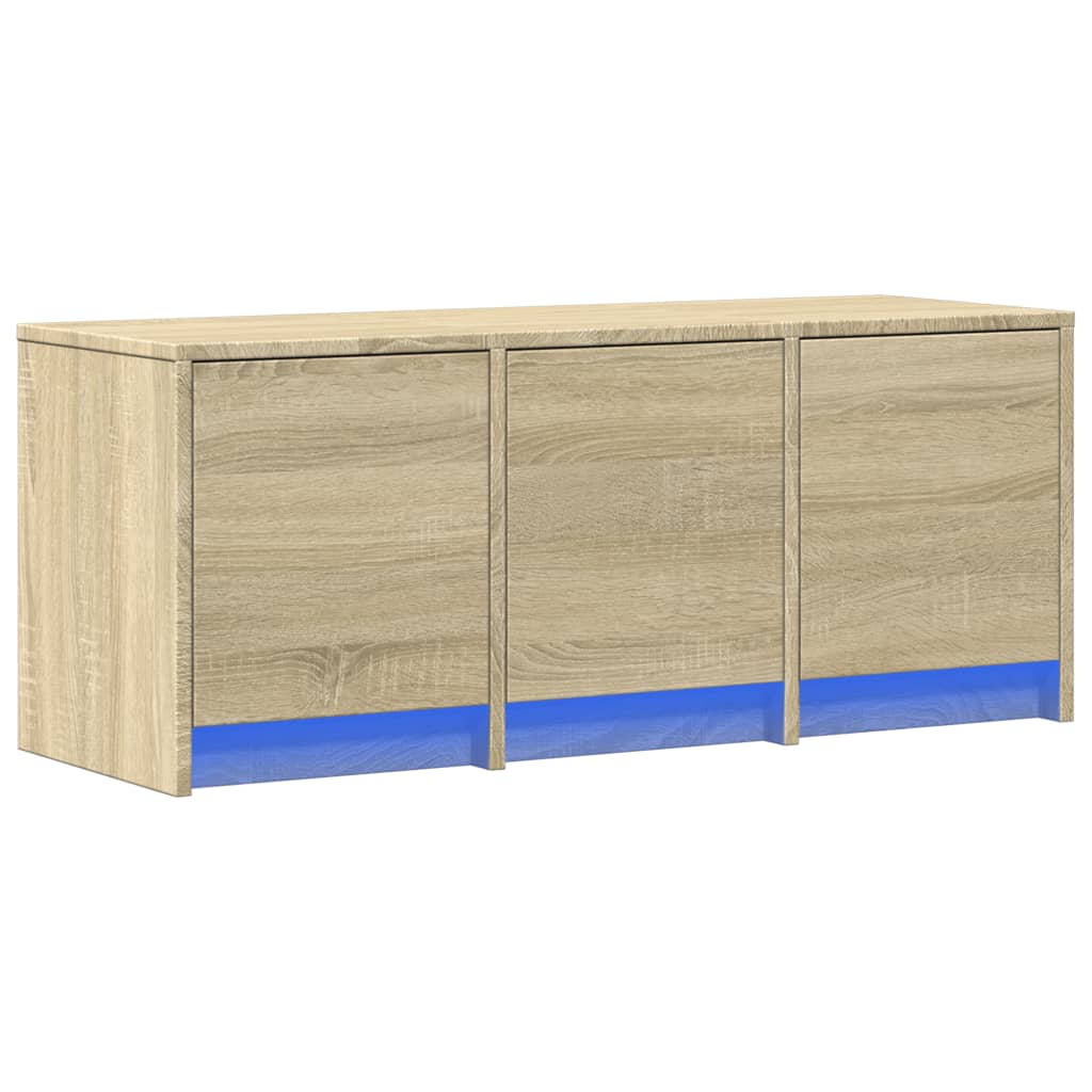 Tv-meubel met LED 97x34x40 cm bewerkt hout sonoma eikenkleurig