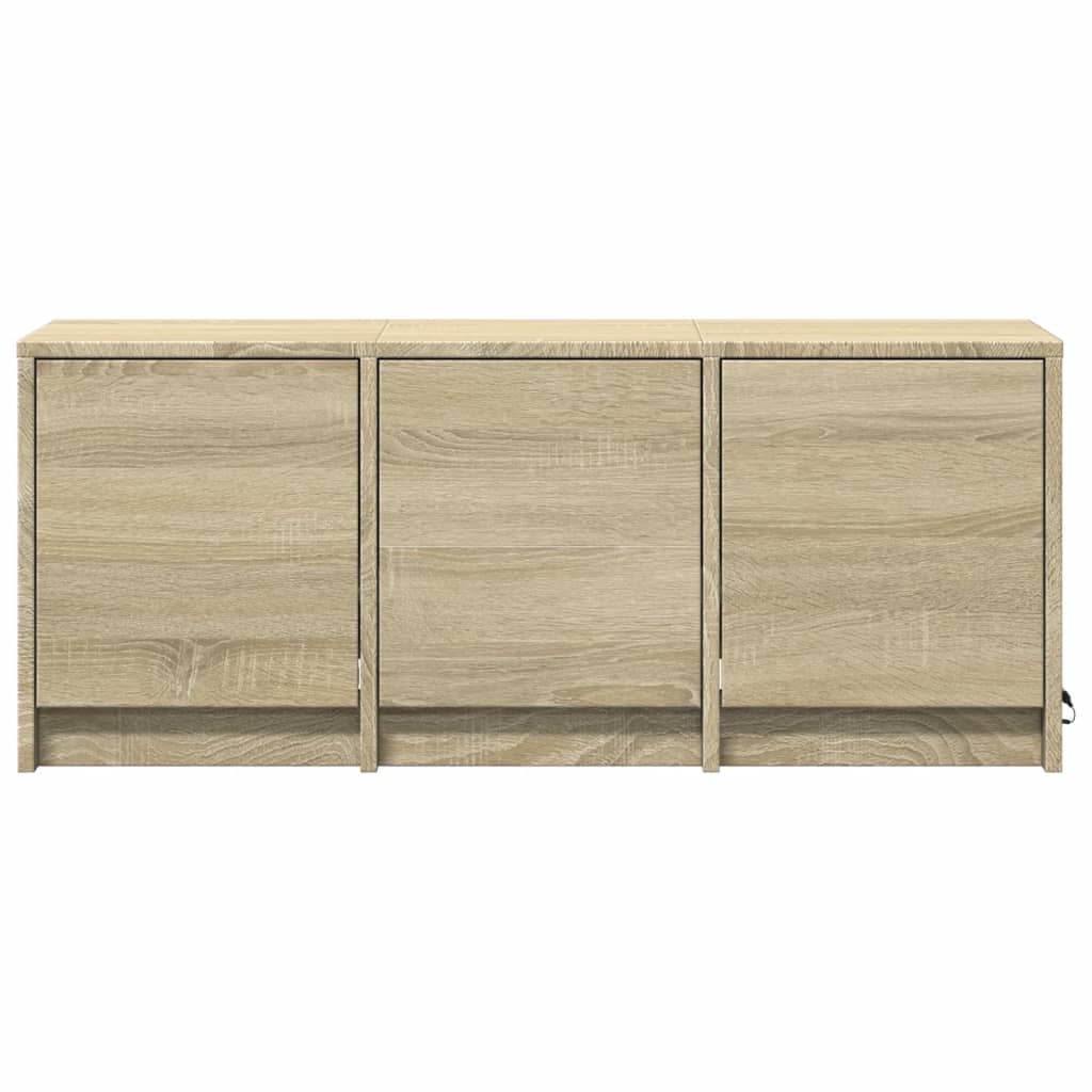 Tv-meubel met LED 97x34x40 cm bewerkt hout sonoma eikenkleurig