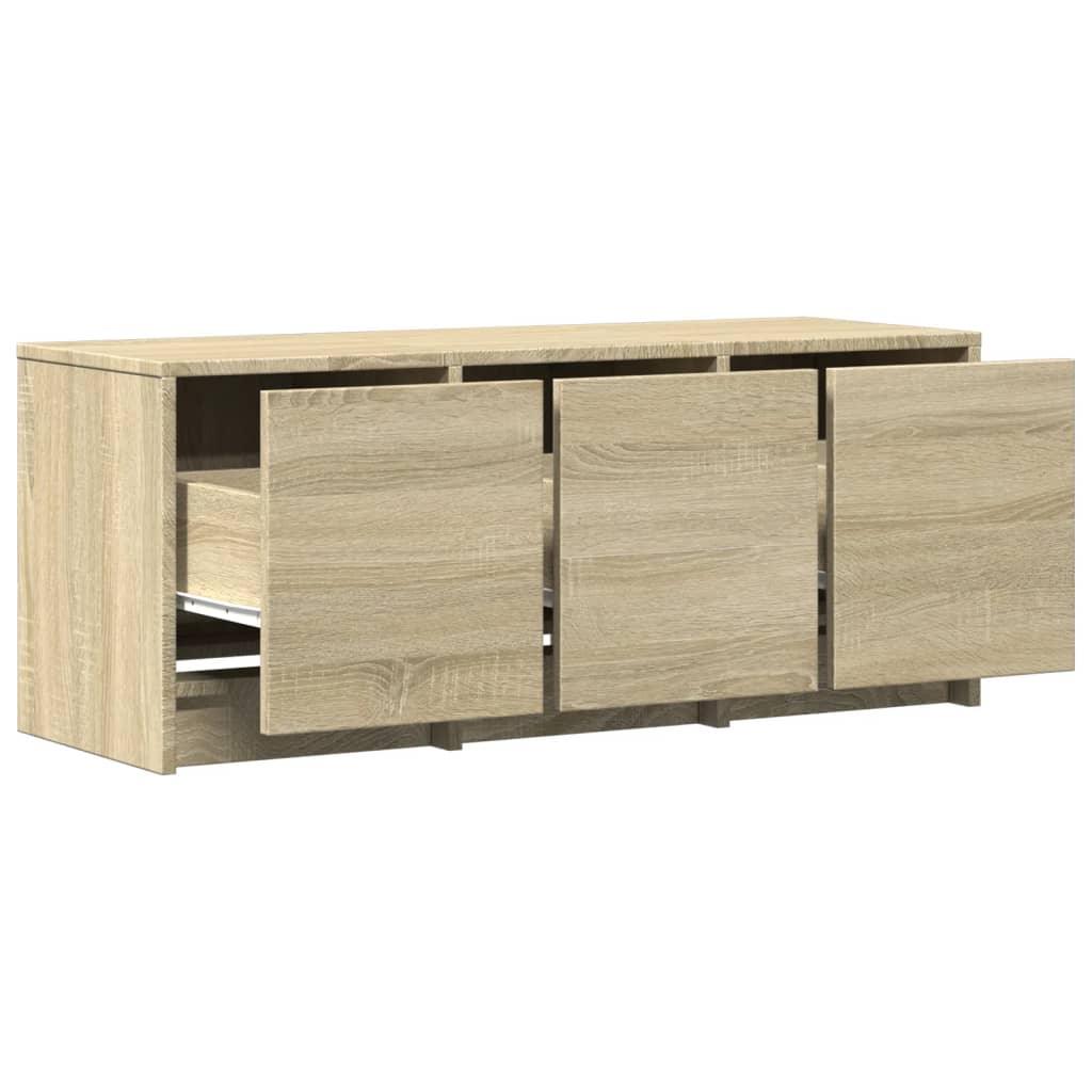 Tv-meubel met LED 97x34x40 cm bewerkt hout sonoma eikenkleurig