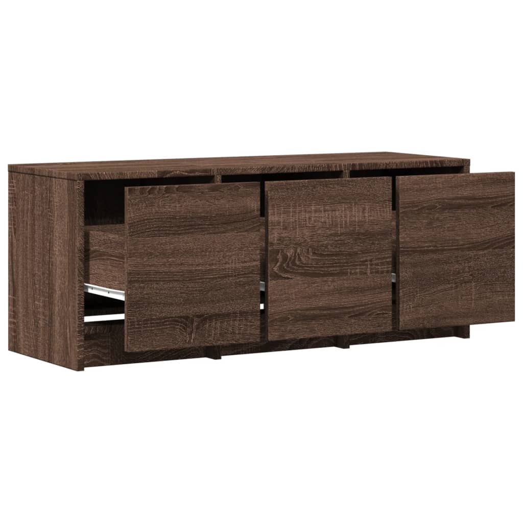 Tv-meubel met LED 97x34x40 cm bewerkt hout bruin eikenkleurig