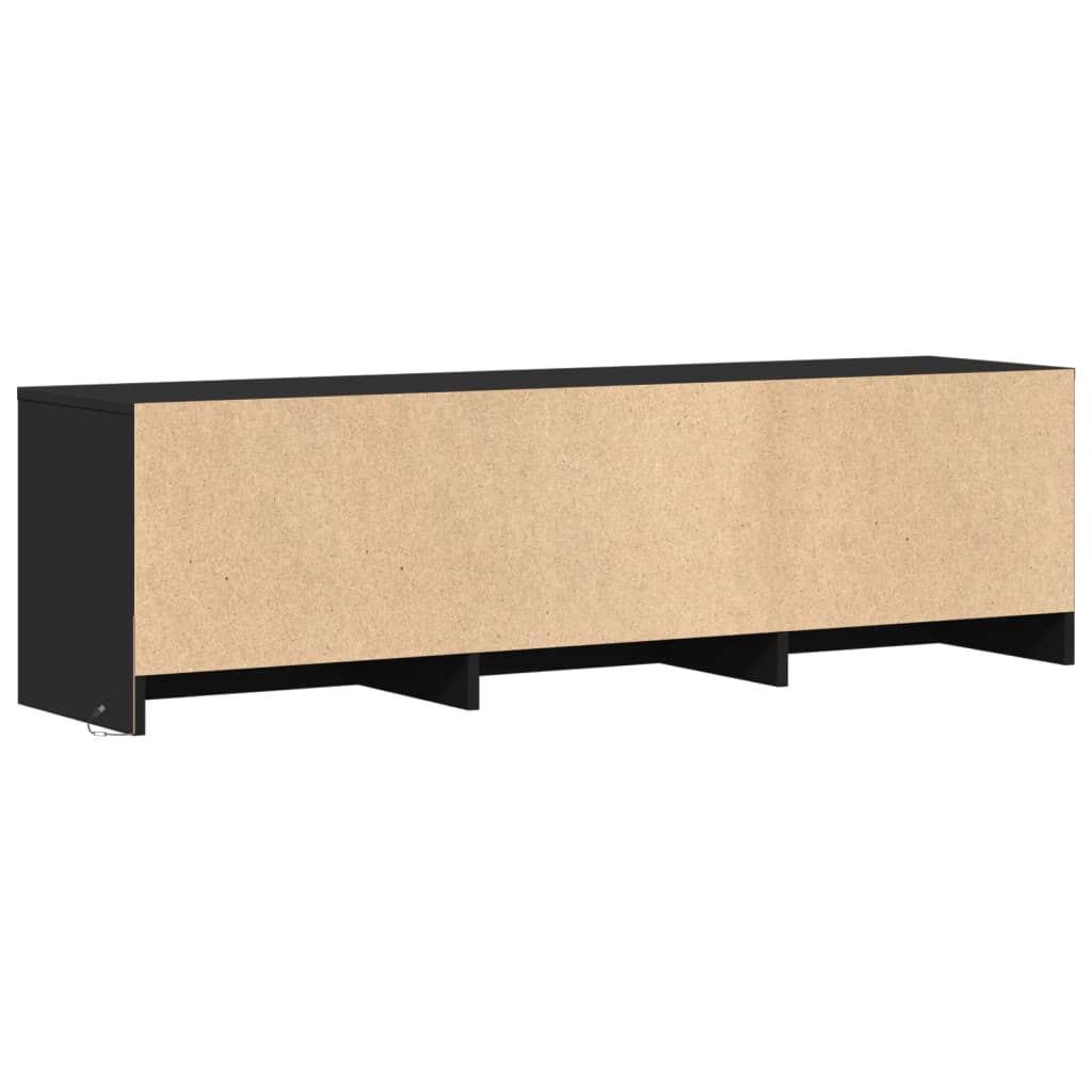 Tv-meubel met LED 140x34x40 cm bewerkt hout zwart