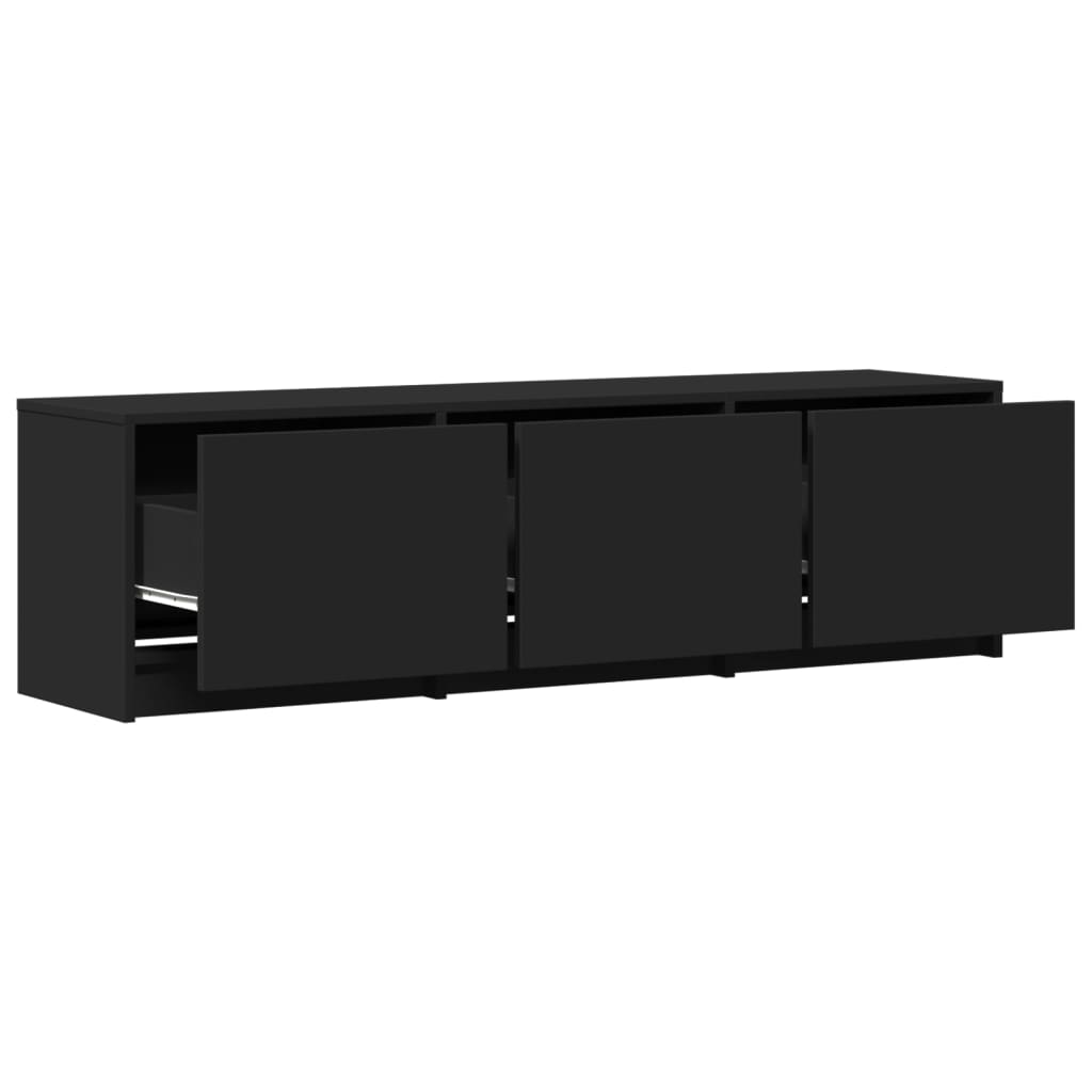 Tv-meubel met LED 140x34x40 cm bewerkt hout zwart