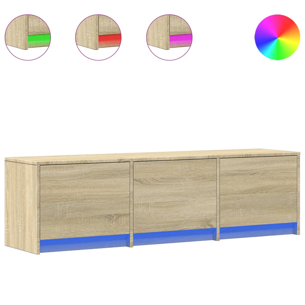 Tv-meubel met LED 140x34x40 cm bewerkt hout sonoma eikenkleurig