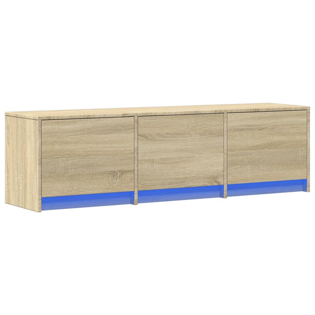 Tv-meubel met LED 140x34x40 cm bewerkt hout sonoma eikenkleurig