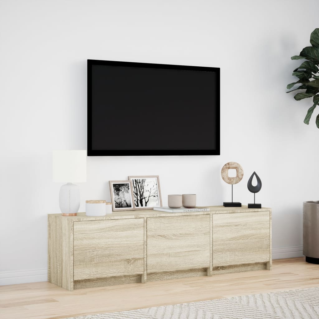 Tv-meubel met LED 140x34x40 cm bewerkt hout sonoma eikenkleurig