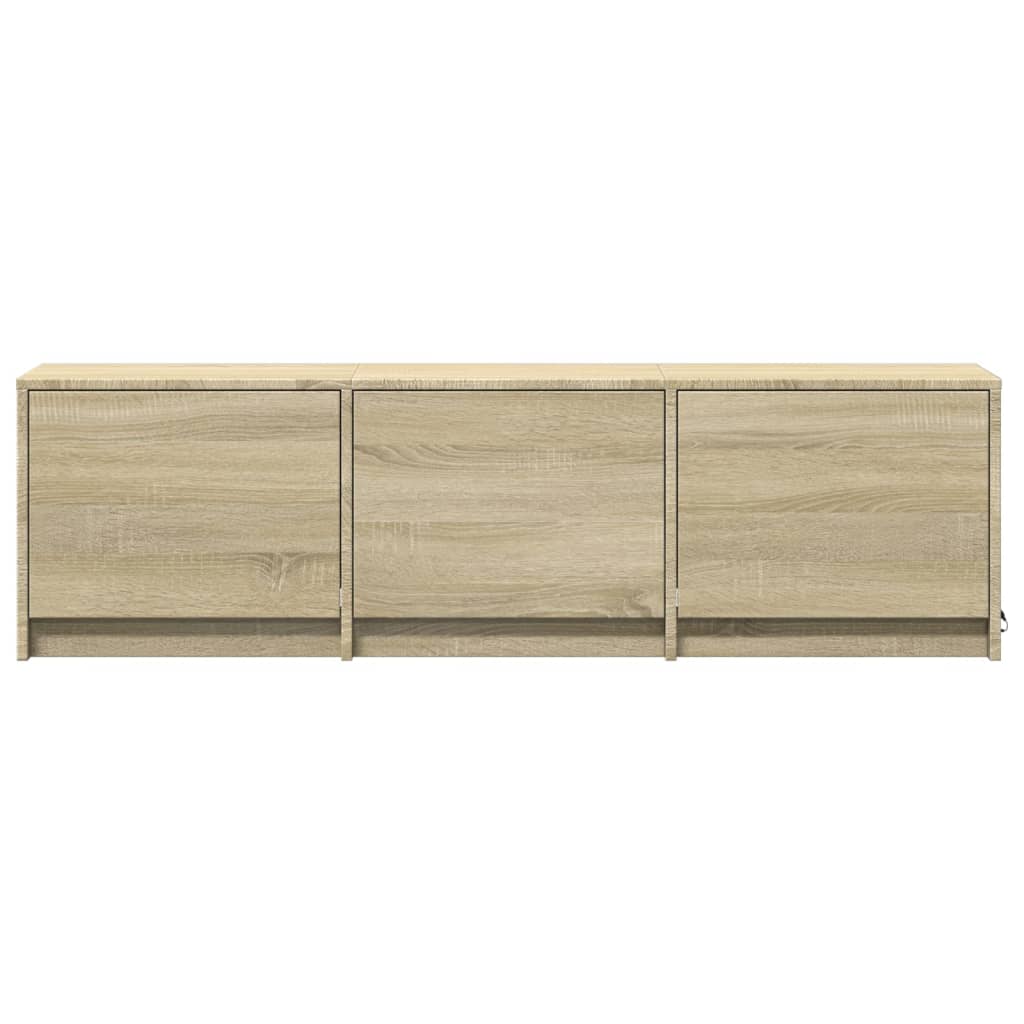 Tv-meubel met LED 140x34x40 cm bewerkt hout sonoma eikenkleurig