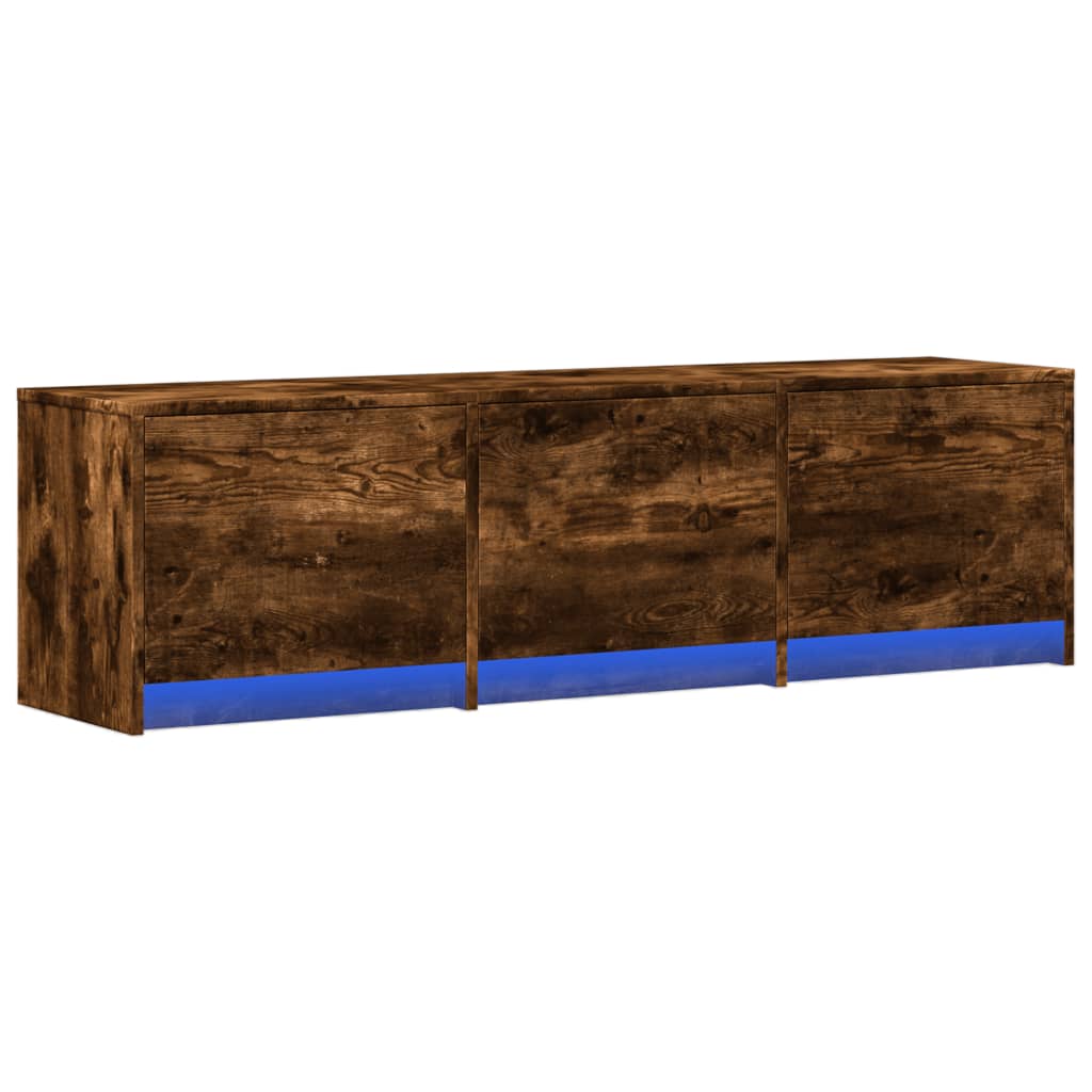 Tv-meubel met LED 140x34x40 cm bewerkt hout gerookt eikenkleur