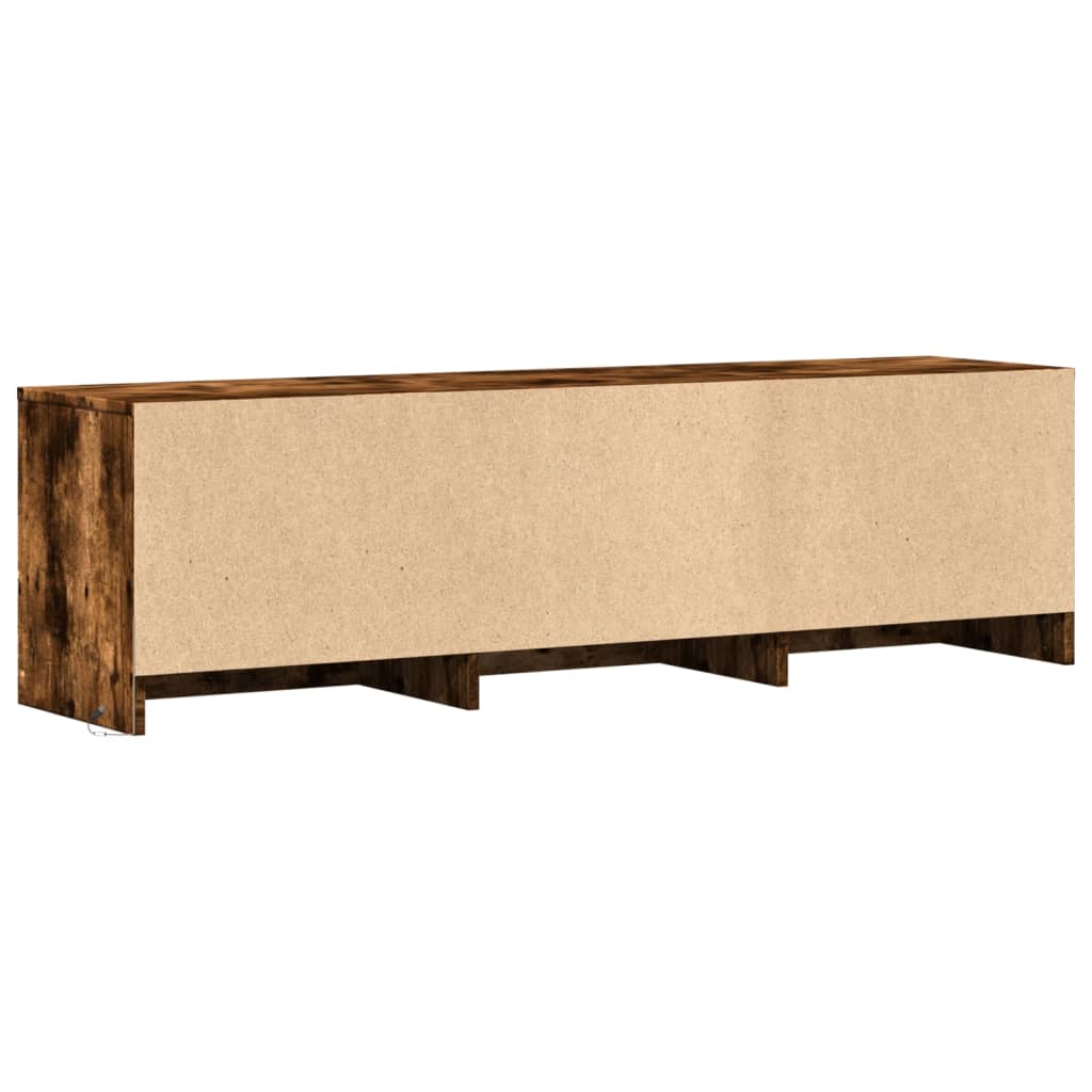 Tv-meubel met LED 140x34x40 cm bewerkt hout gerookt eikenkleur