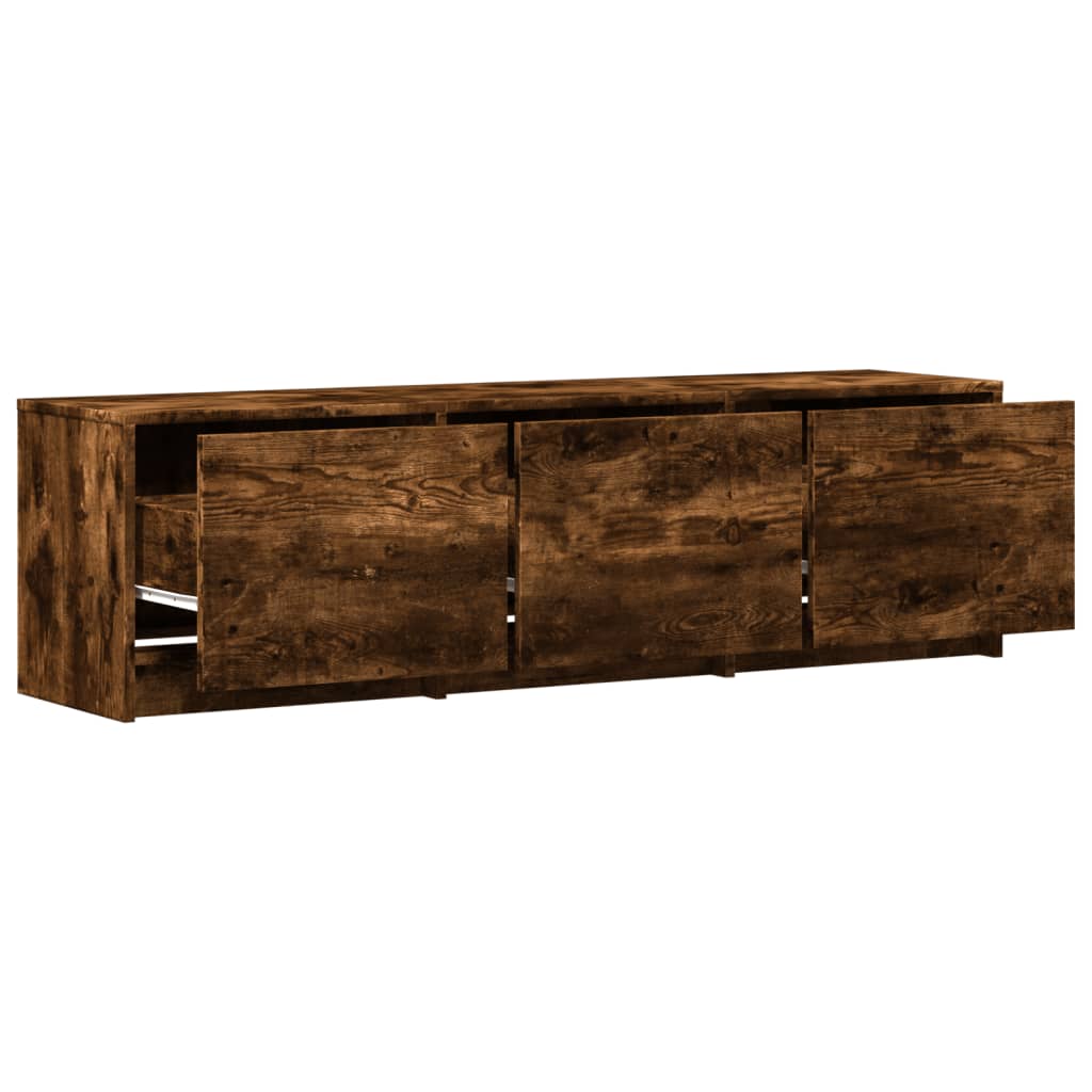 Tv-meubel met LED 140x34x40 cm bewerkt hout gerookt eikenkleur