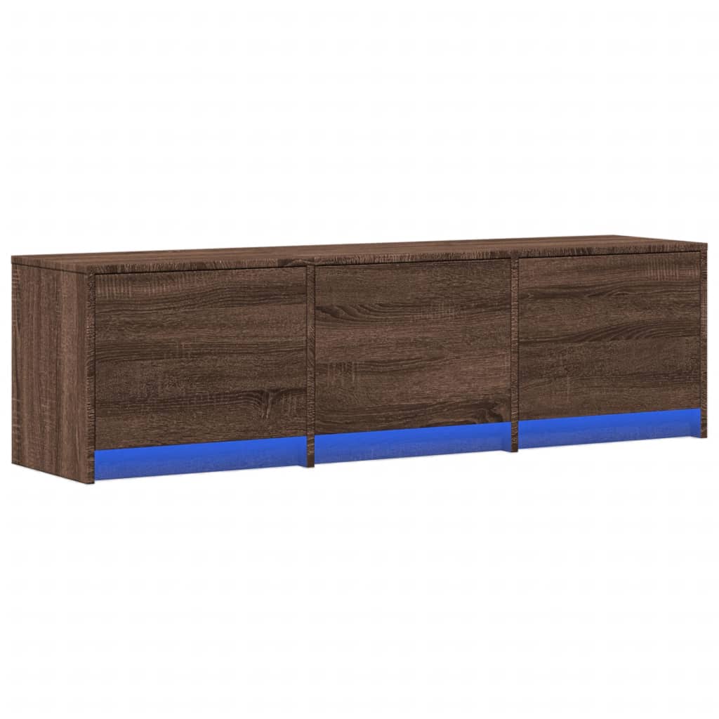 Tv-meubel met LED 140x34x40 cm bewerkt hout bruin eikenkleurig