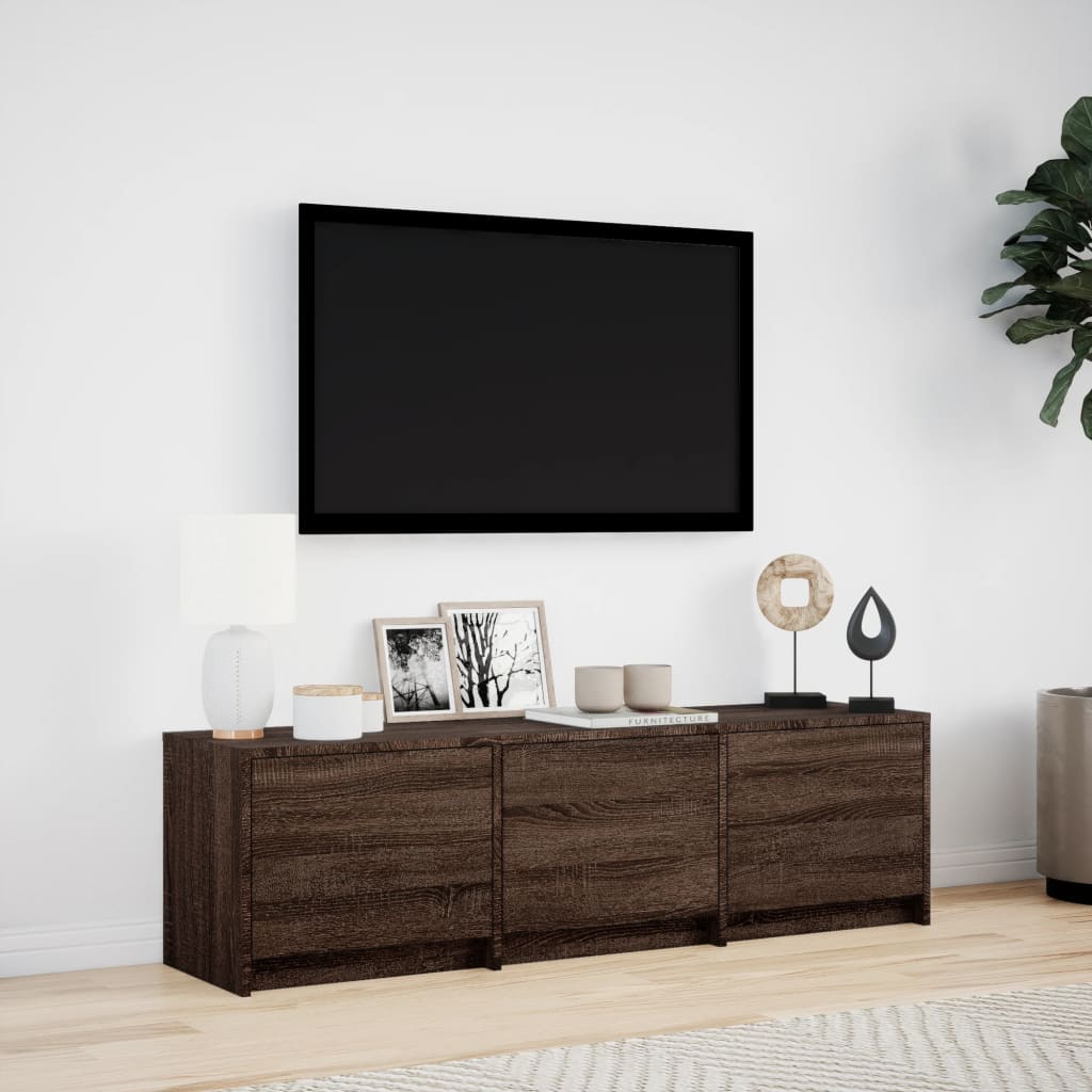 Tv-meubel met LED 140x34x40 cm bewerkt hout bruin eikenkleurig