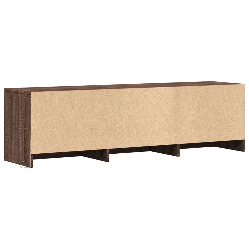 Tv-meubel met LED 140x34x40 cm bewerkt hout bruin eikenkleurig