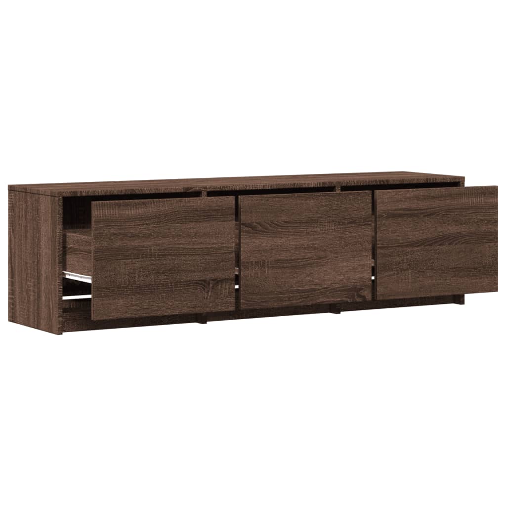 Tv-meubel met LED 140x34x40 cm bewerkt hout bruin eikenkleurig