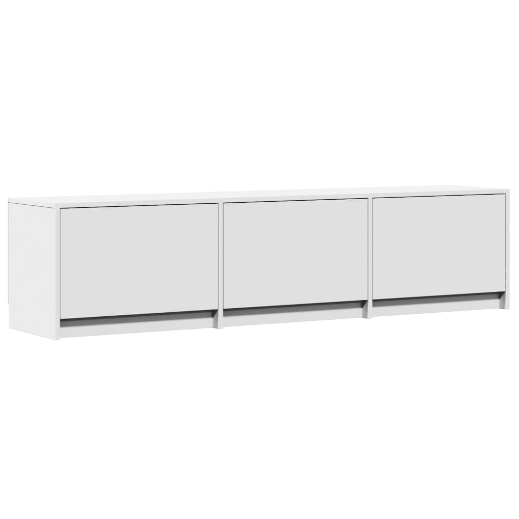 Tv-meubel met LED 165x34x40 cm bewerkt hout wit