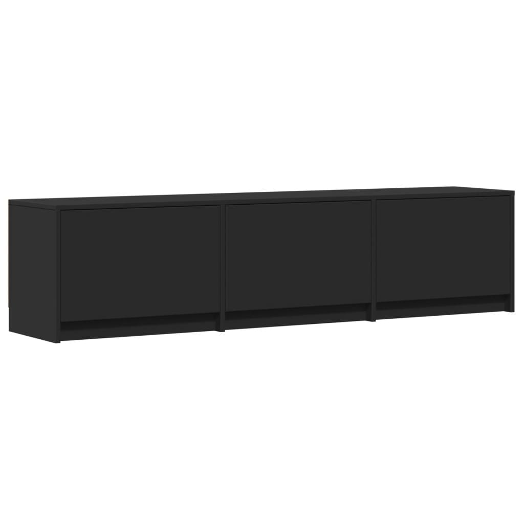 Tv-meubel met LED 165x34x40 cm bewerkt hout zwart