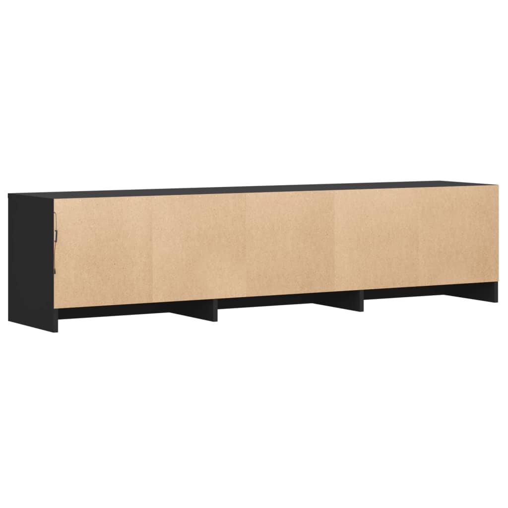 Tv-meubel met LED 165x34x40 cm bewerkt hout zwart