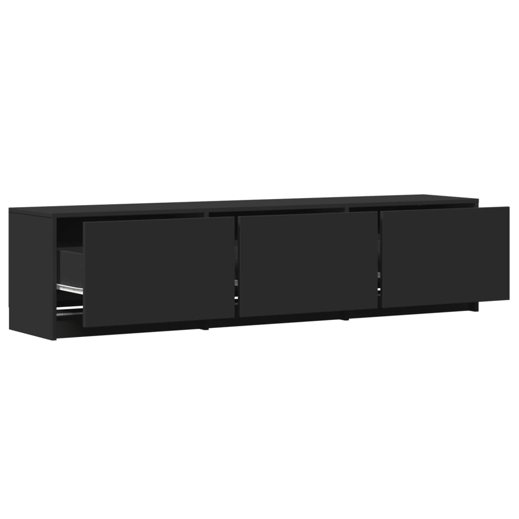 Tv-meubel met LED 165x34x40 cm bewerkt hout zwart