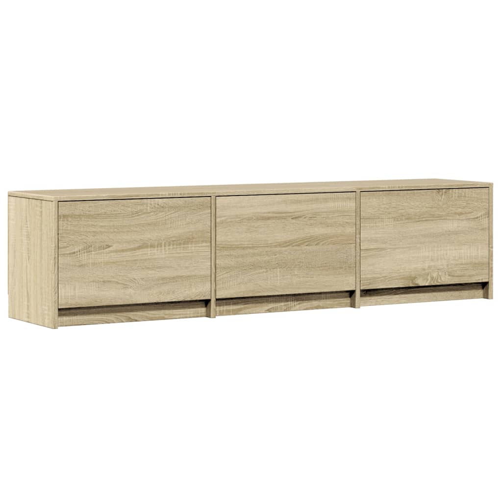 Tv-meubel met LED 165x34x40 cm bewerkt hout sonoma eikenkleurig