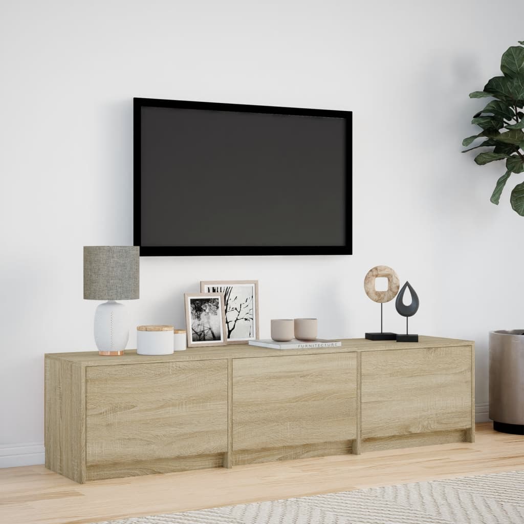 Tv-meubel met LED 165x34x40 cm bewerkt hout sonoma eikenkleurig