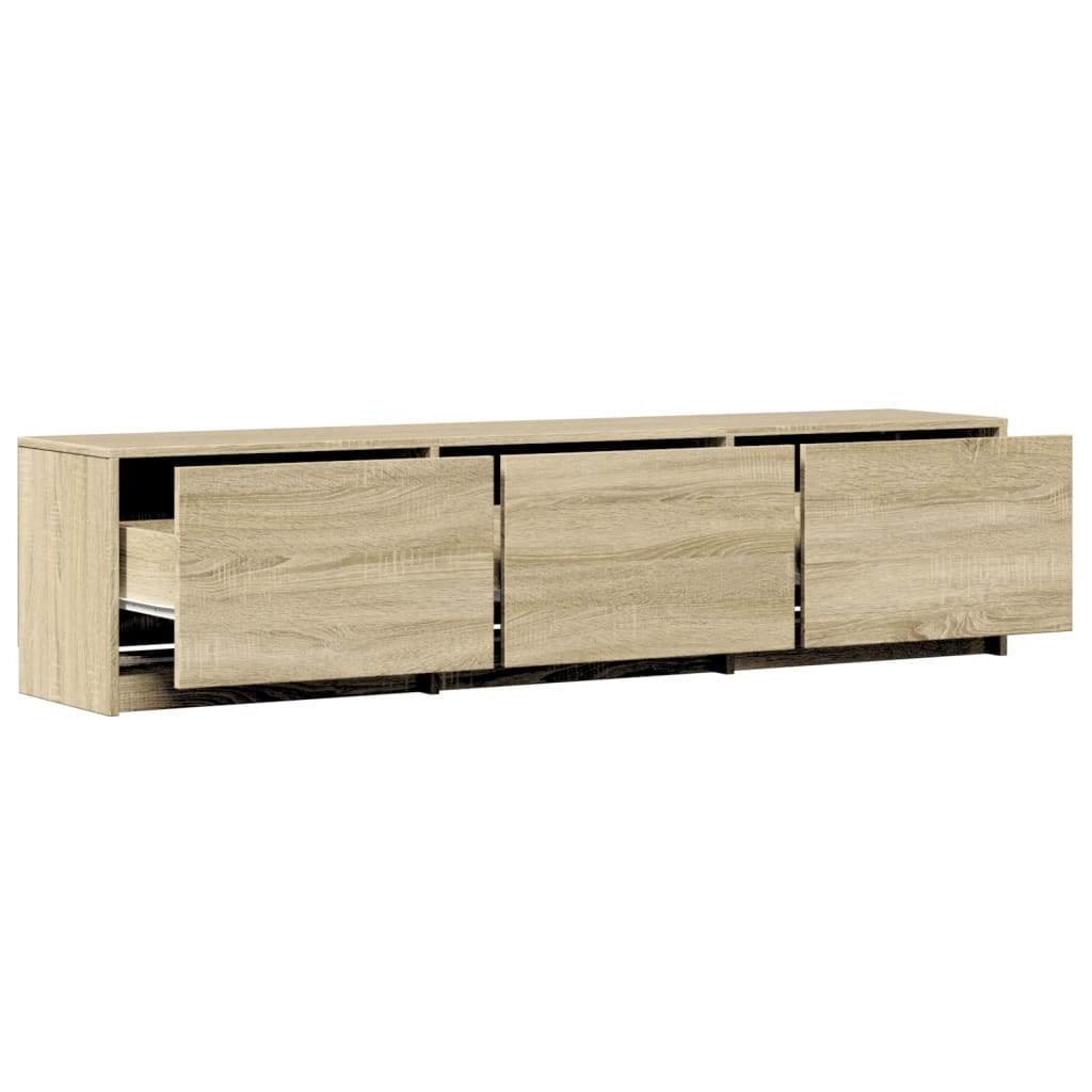 Tv-meubel met LED 165x34x40 cm bewerkt hout sonoma eikenkleurig