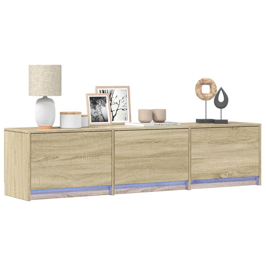 Tv-meubel met LED 165x34x40 cm bewerkt hout sonoma eikenkleurig