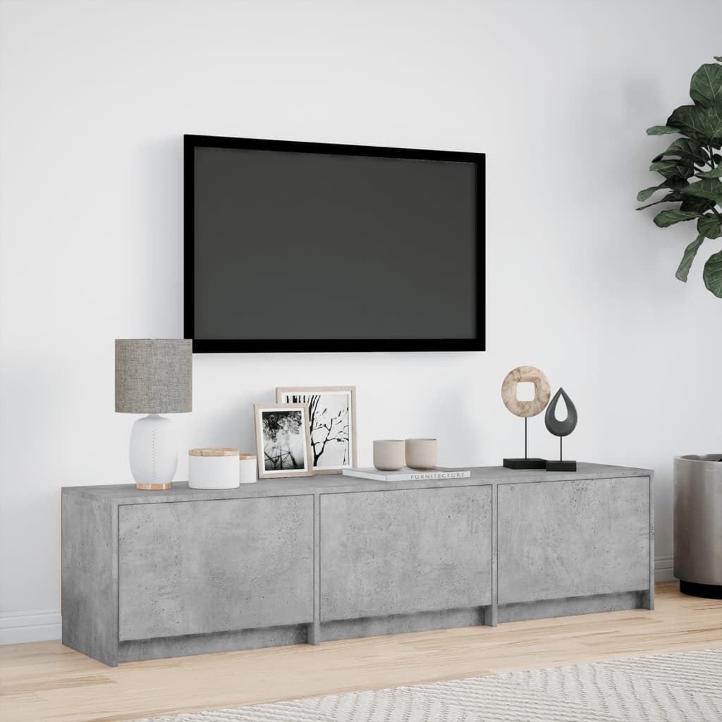 Tv-meubel met LED 165x34x40 cm bewerkt hout betongrijs