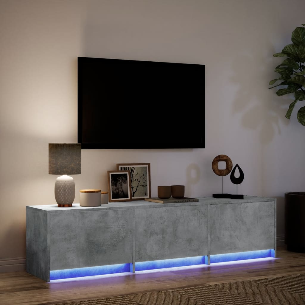 Tv-meubel met LED 165x34x40 cm bewerkt hout betongrijs