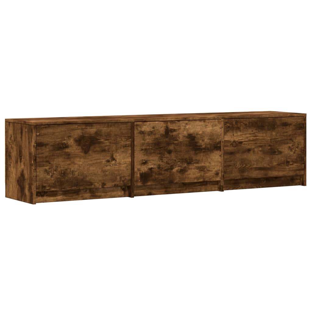 Tv-meubel met LED 165x34x40 cm bewerkt hout gerookt eikenkleur