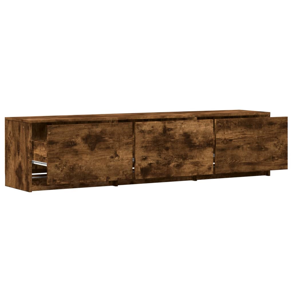 Tv-meubel met LED 165x34x40 cm bewerkt hout gerookt eikenkleur