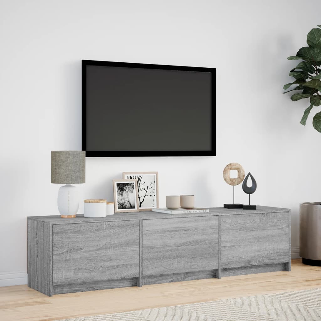 Tv-meubel met LED 165x34x40 cm bewerkt hout grijs sonoma eiken