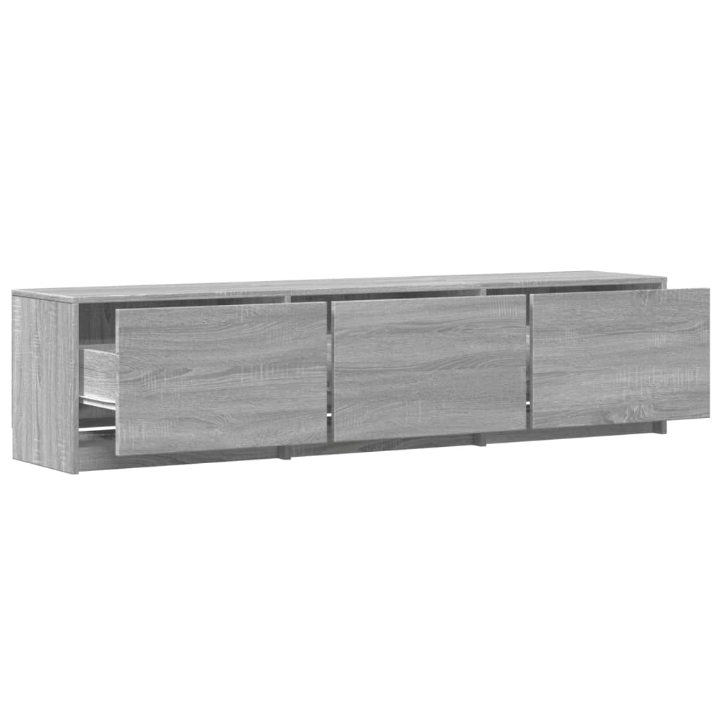 Tv-meubel met LED 165x34x40 cm bewerkt hout grijs sonoma eiken