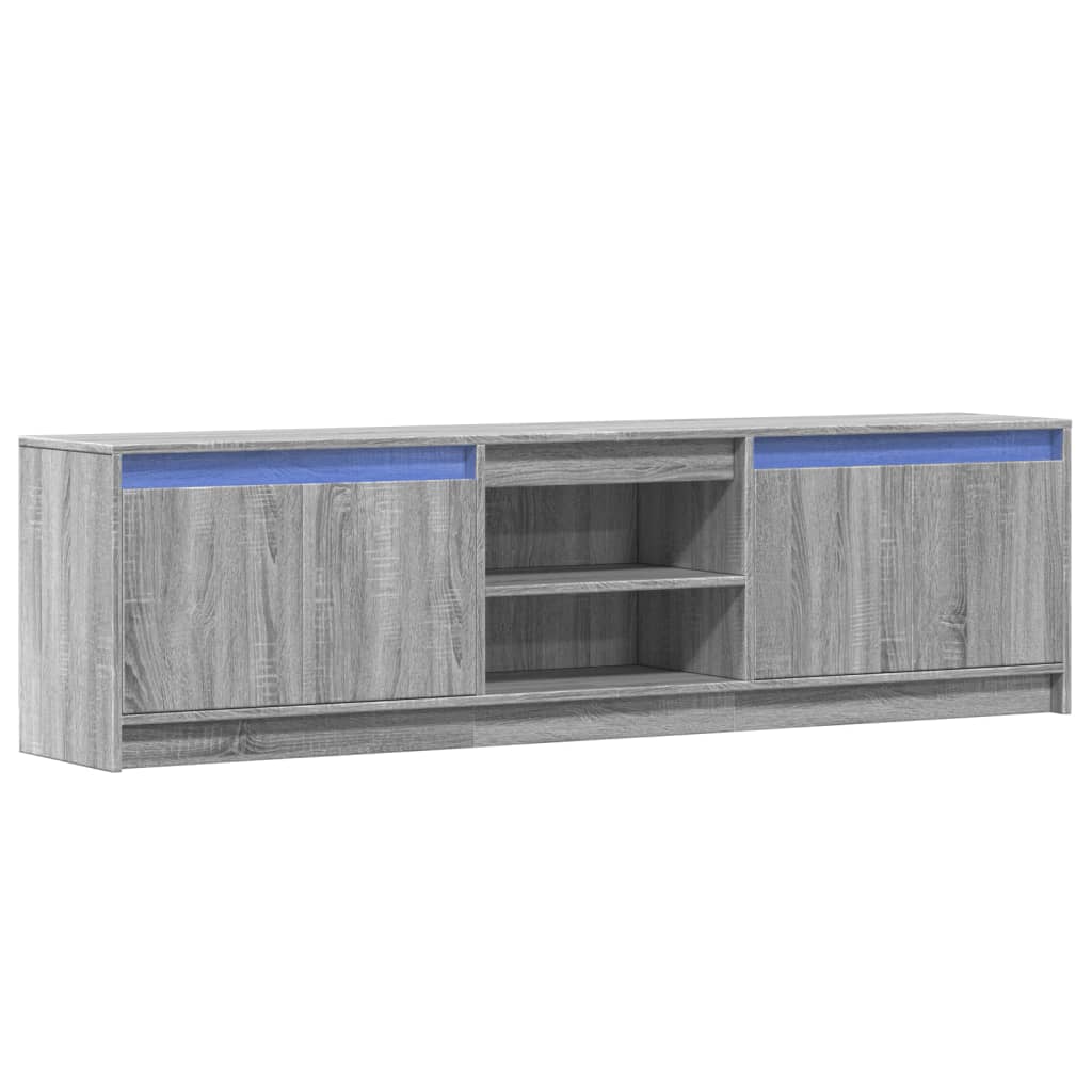 Tv-meubel met LED 180x34x50 cm bewerkt hout grijs sonoma eiken