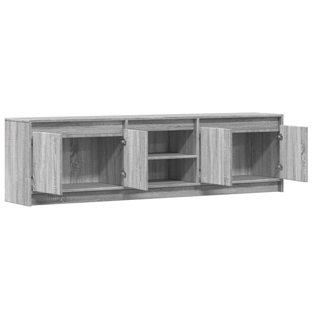 Tv-meubel met LED 180x34x50 cm bewerkt hout grijs sonoma eiken