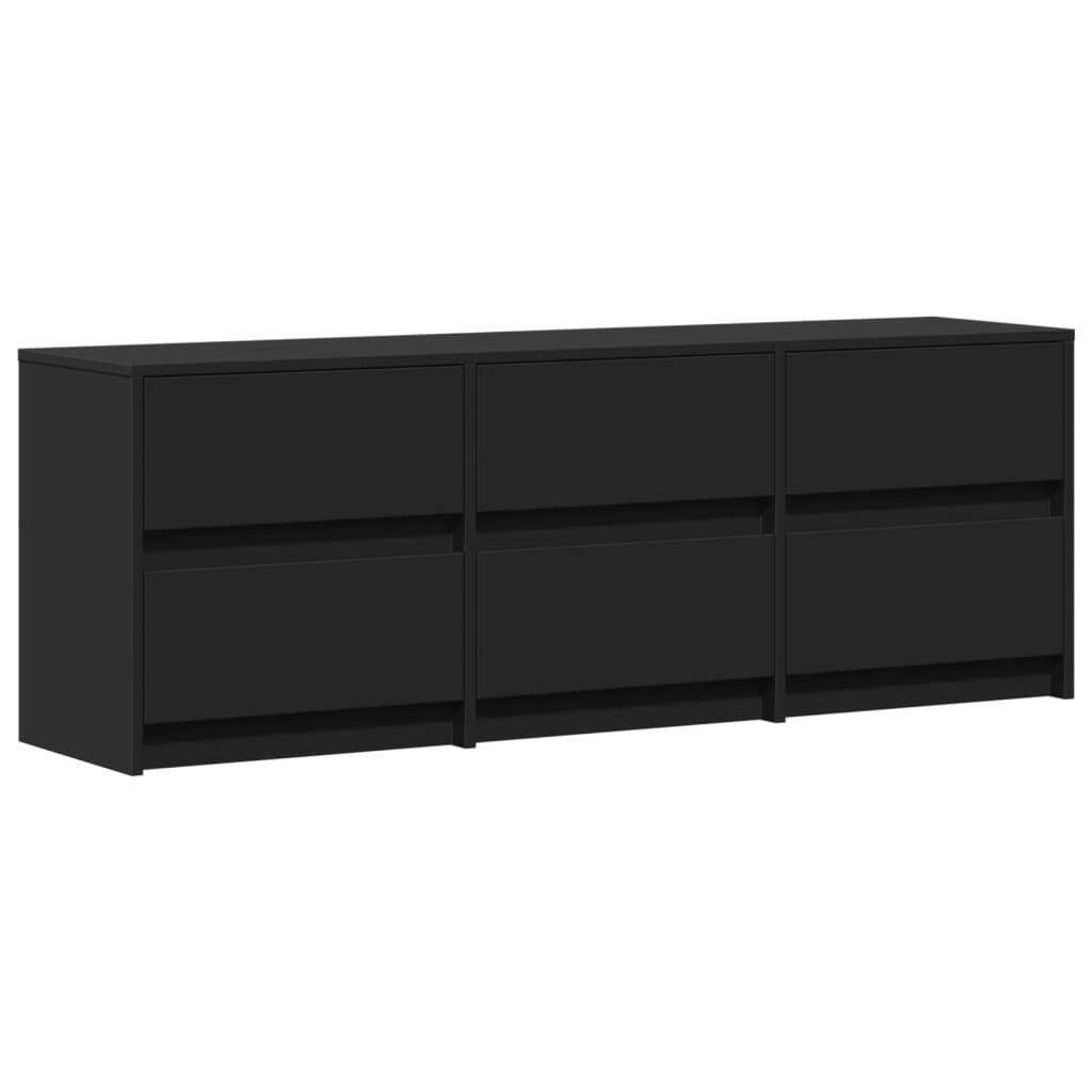 Tv-meubel met LED 140x34x50 cm bewerkt hout zwart