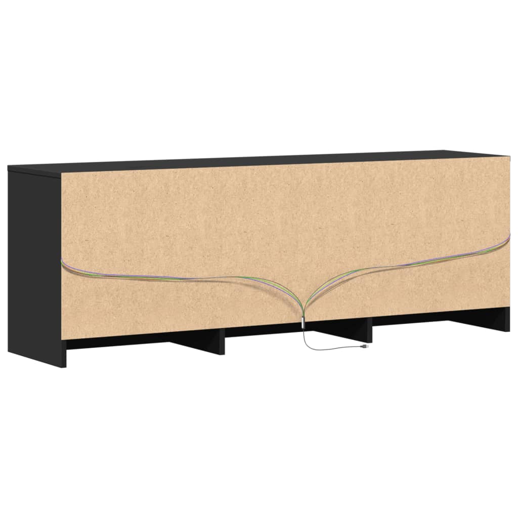 Tv-meubel met LED 140x34x50 cm bewerkt hout zwart