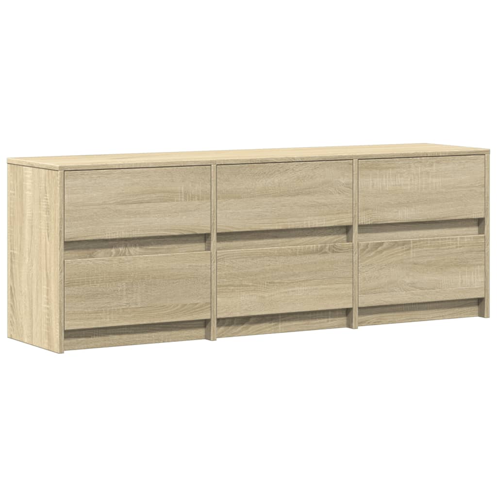 Tv-meubel met LED 140x34x50 cm bewerkt hout sonoma eikenkleurig