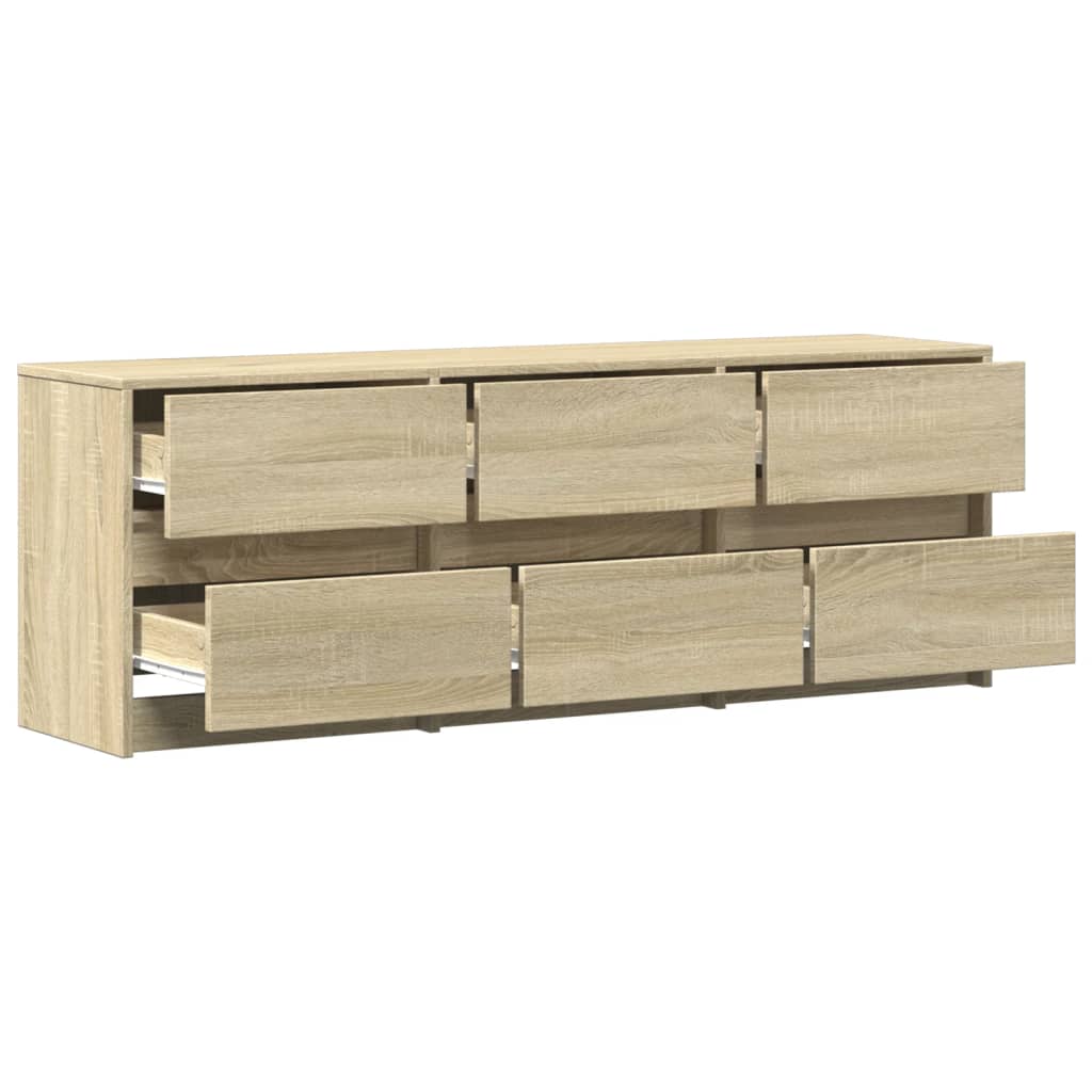 Tv-meubel met LED 140x34x50 cm bewerkt hout sonoma eikenkleurig