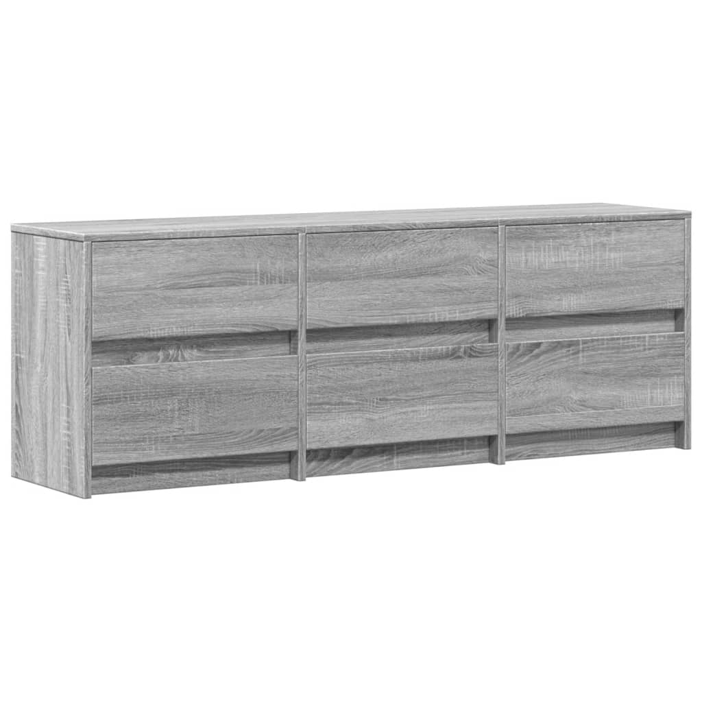 Tv-meubel met LED 140x34x50 cm bewerkt hout grijs sonoma eiken