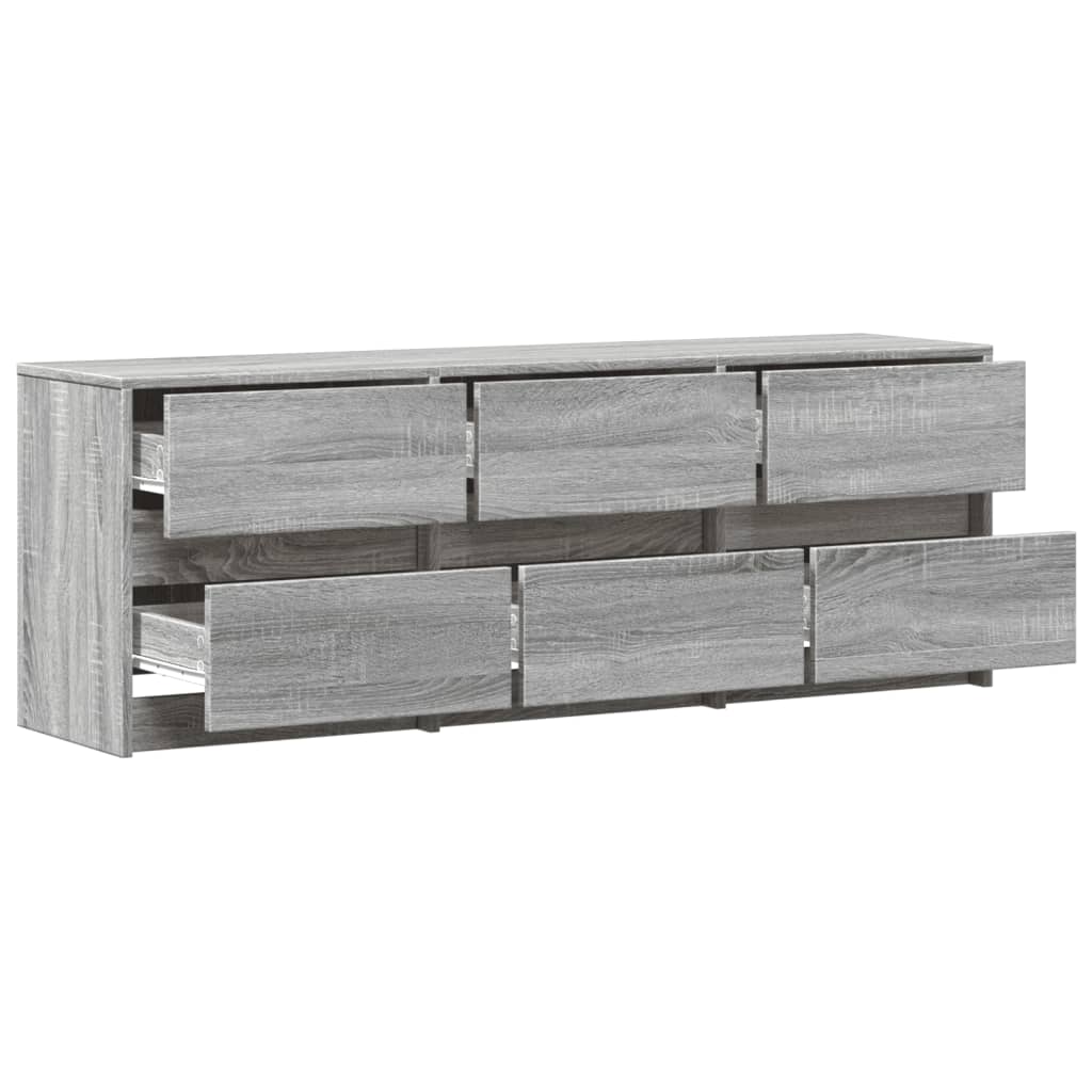 Tv-meubel met LED 140x34x50 cm bewerkt hout grijs sonoma eiken