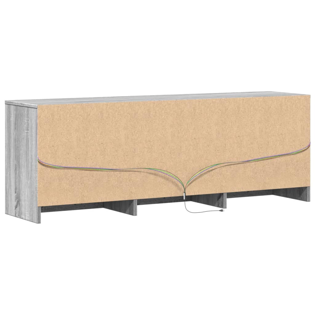 Tv-meubel met LED 140x34x50 cm bewerkt hout grijs sonoma eiken