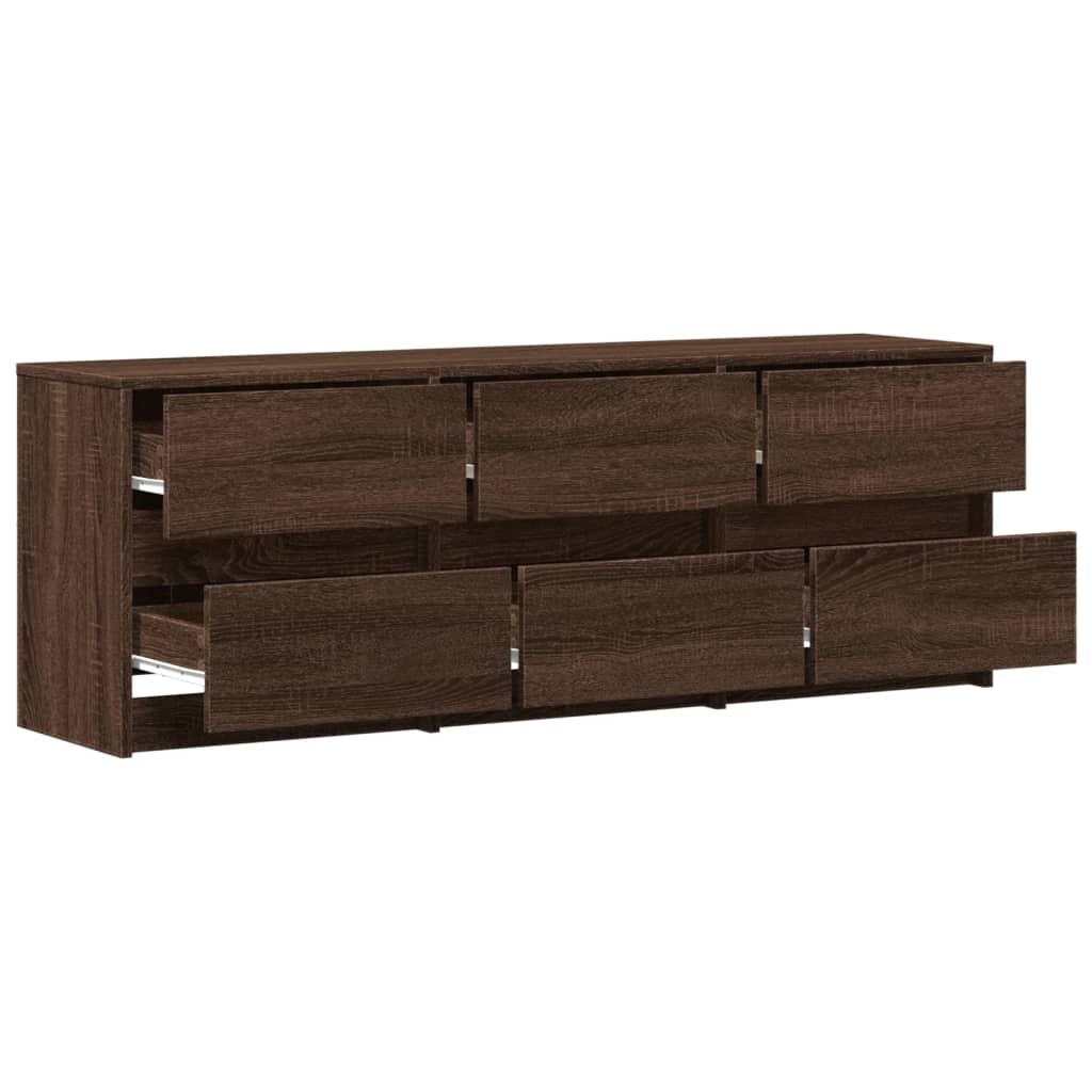 Tv-meubel met LED 140x34x50 cm bewerkt hout bruin eikenkleurig