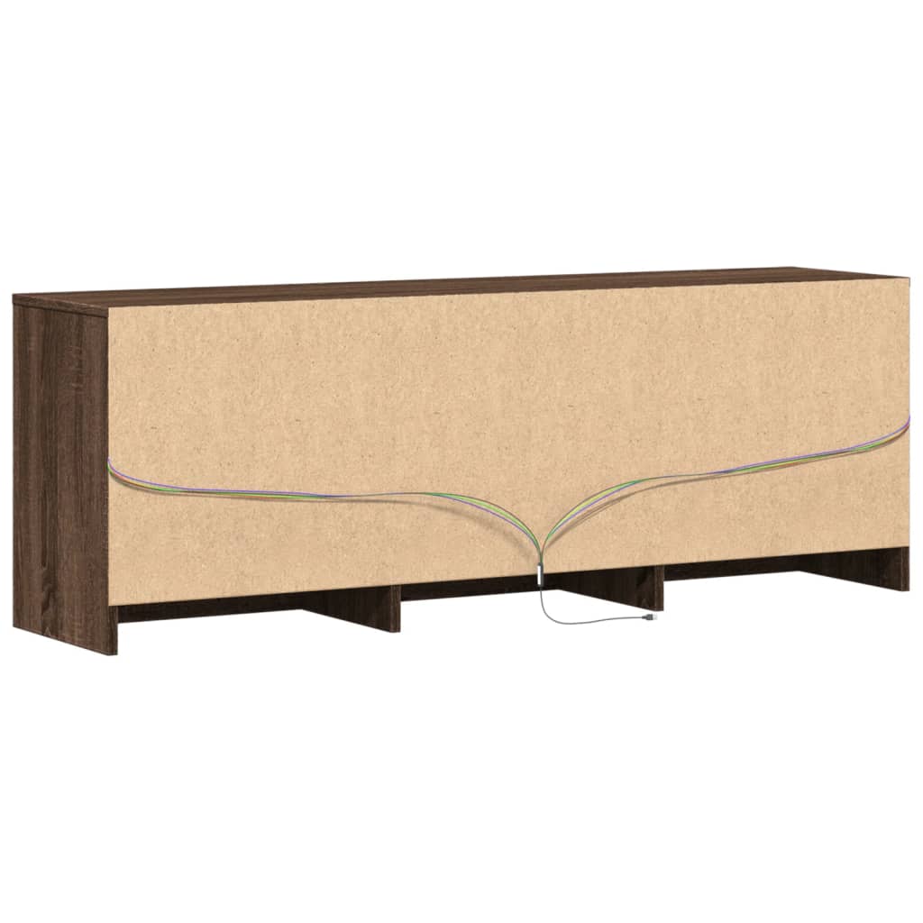 Tv-meubel met LED 140x34x50 cm bewerkt hout bruin eikenkleurig