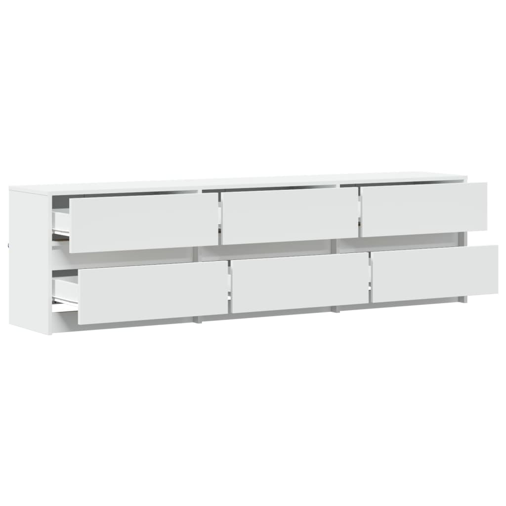 Tv-meubel met LED 180x34x50 cm bewerkt hout wit