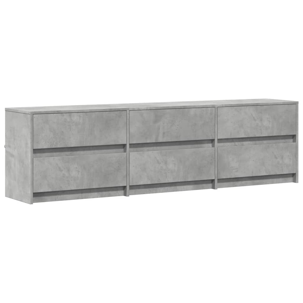 Tv-meubel met LED 180x34x50 cm bewerkt hout betongrijs