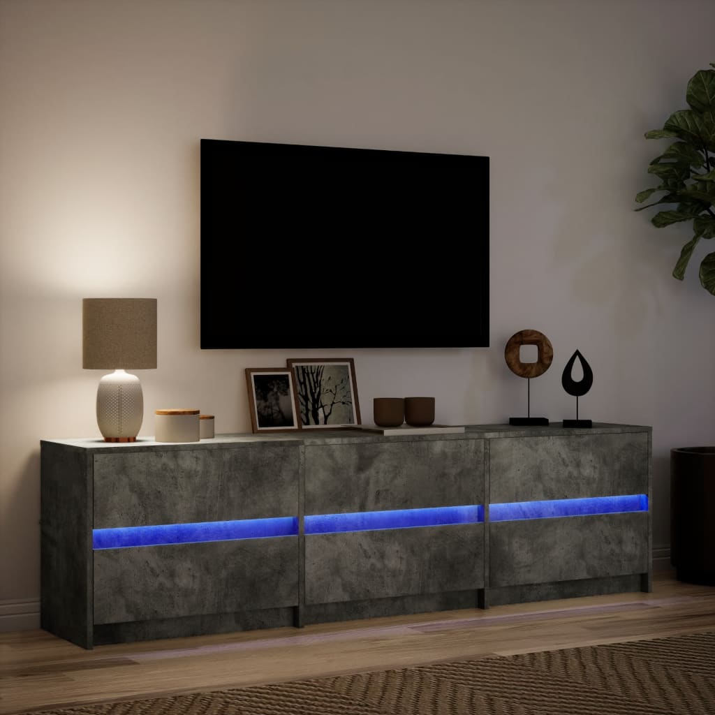 Tv-meubel met LED 180x34x50 cm bewerkt hout betongrijs