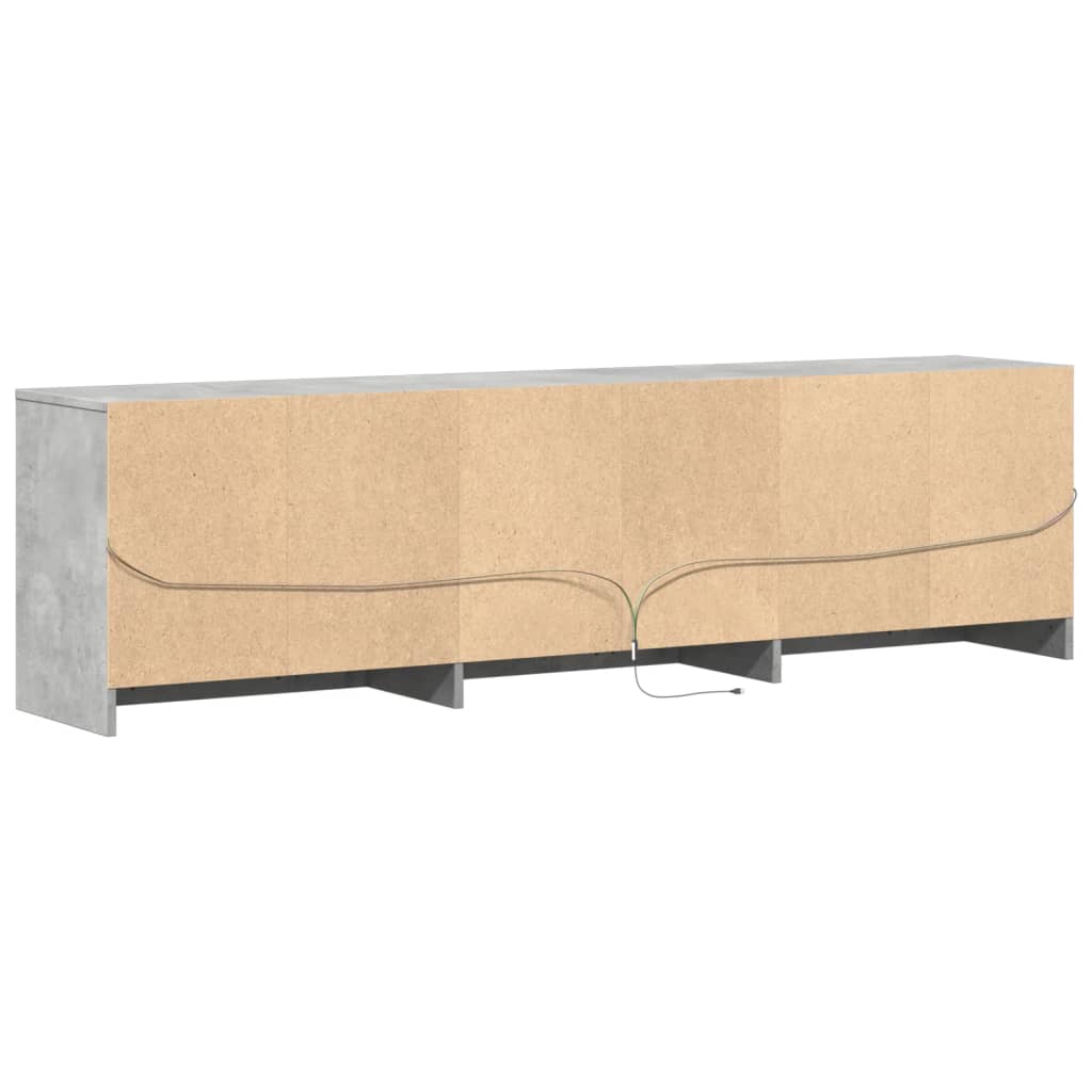 Tv-meubel met LED 180x34x50 cm bewerkt hout betongrijs