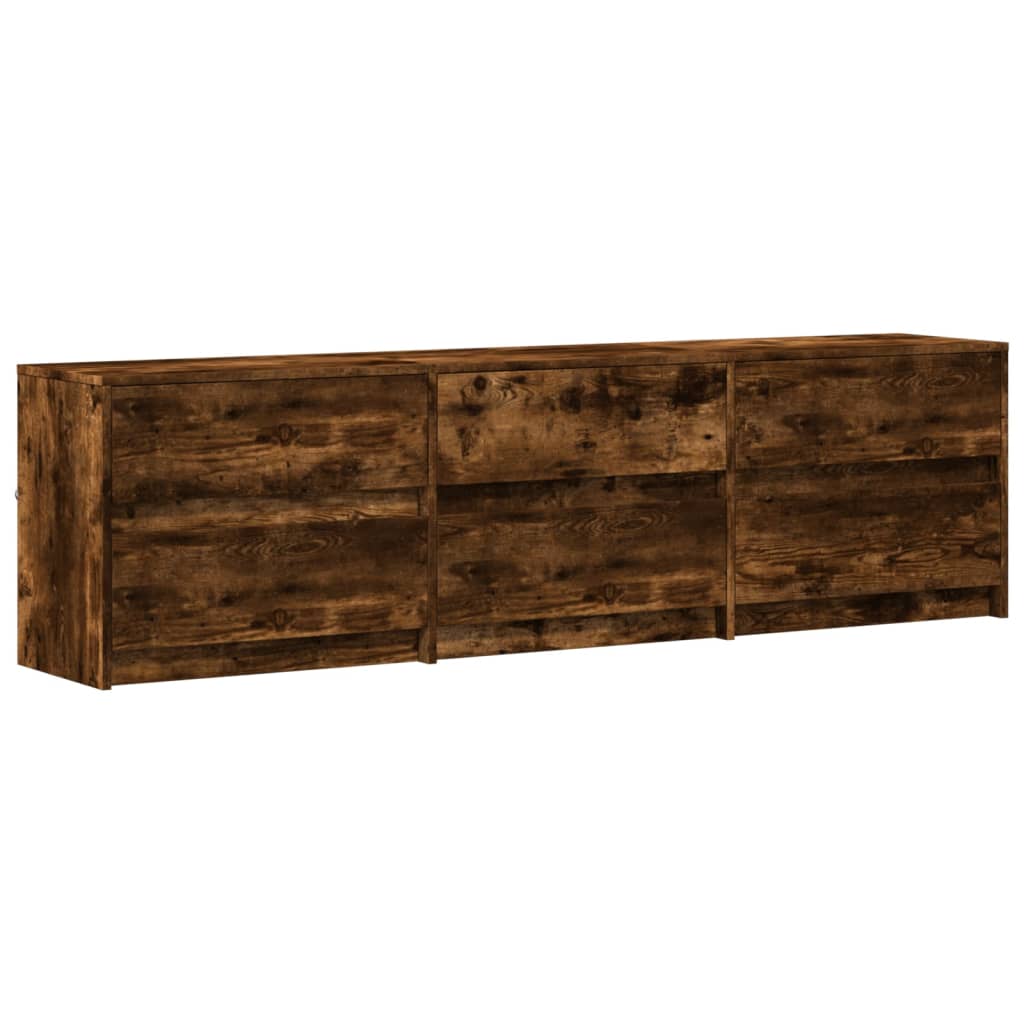 Tv-meubel met LED 180x34x50 cm bewerkt hout gerookt eikenkleur